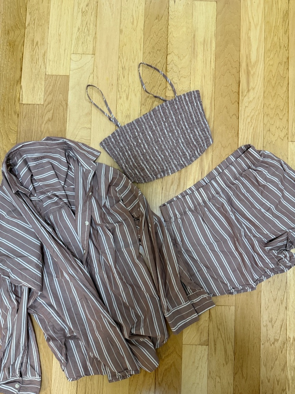 aerie Brown Striped 3-Piece Lounge Set